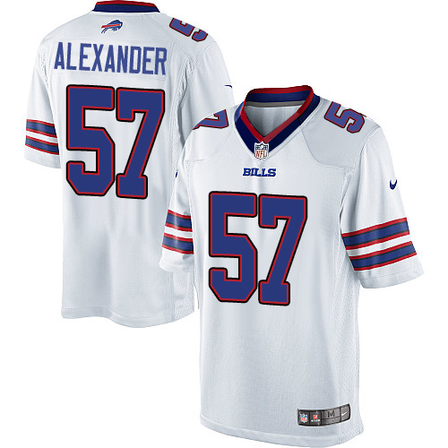 Men's Limited Lorenzo Alexander Nike Jersey White Road - #57 NFL Buffalo Bills